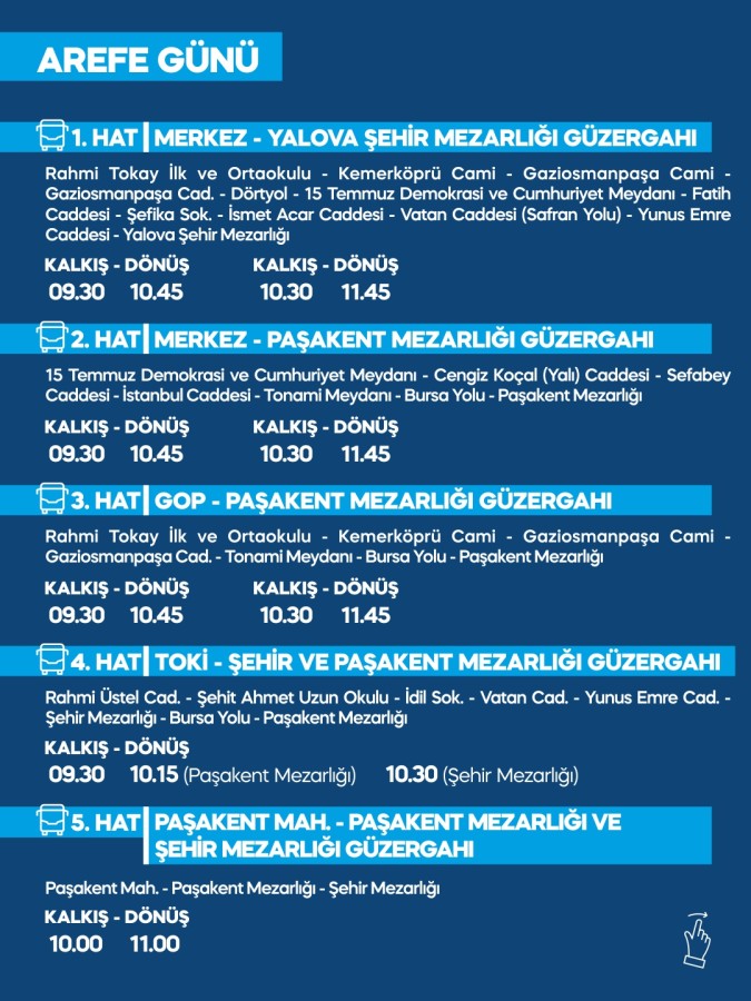 YALOVA BELEDİYESİ’NDEN KABRİSTAN ZİYARETLERİ İÇİN ÜCRETSİZ SERVİS